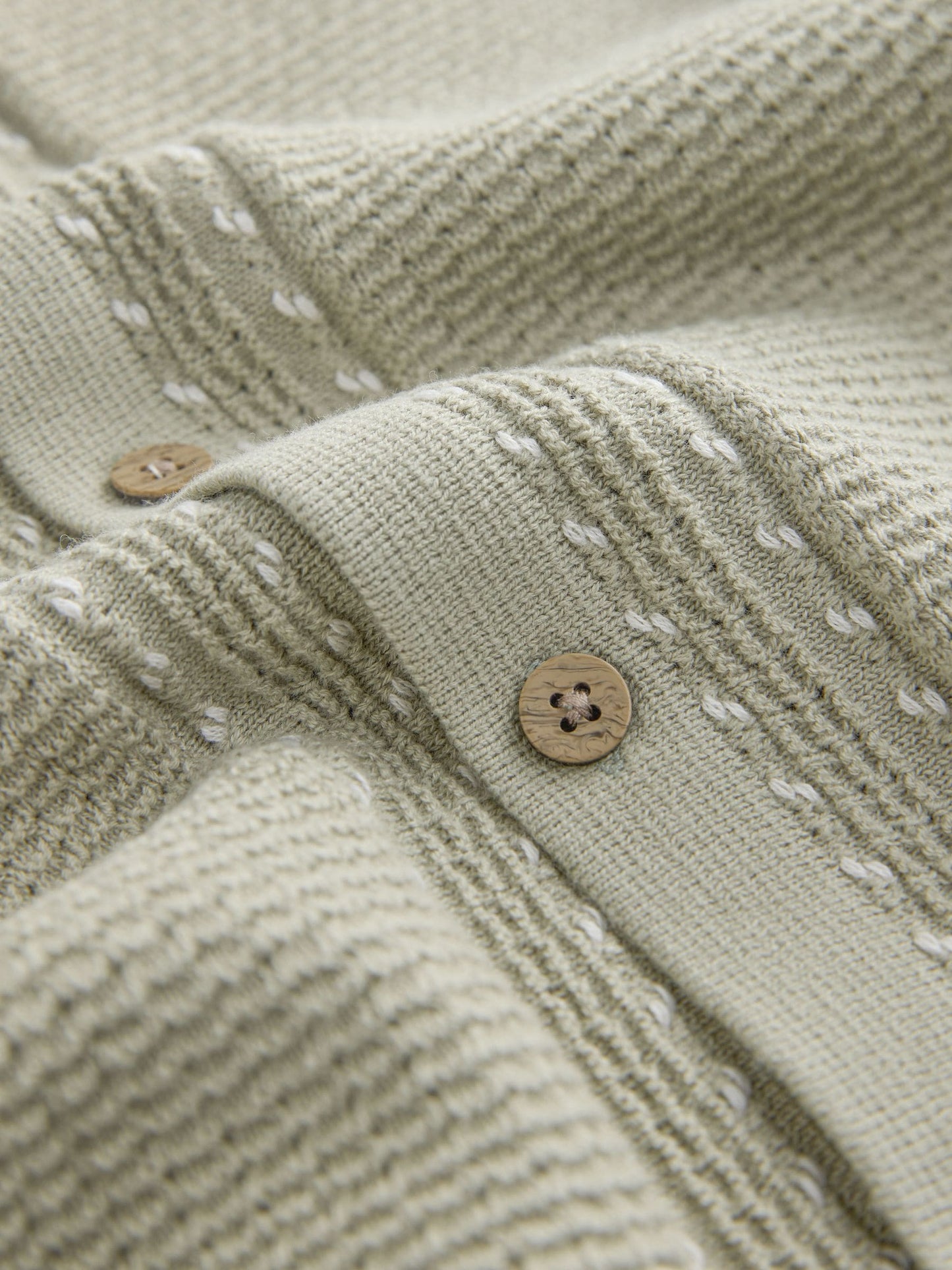 Sage Green Textured Knitted Button Through Polo Shirt and Shorts Set (3mths-10yrs) image 8