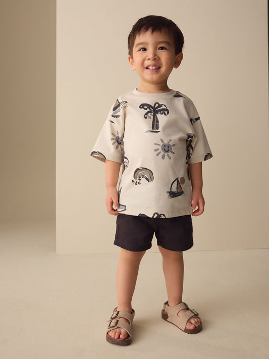 White Palm and Sun Short Sleeve All-Over Print T-Shirt (3 Month-7 Years) (3mths-7yrs) image 2