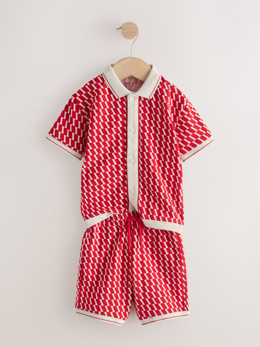 Red Check Short Sleeve Shirt and Shorts Set (3mths-7yrs) image 3
