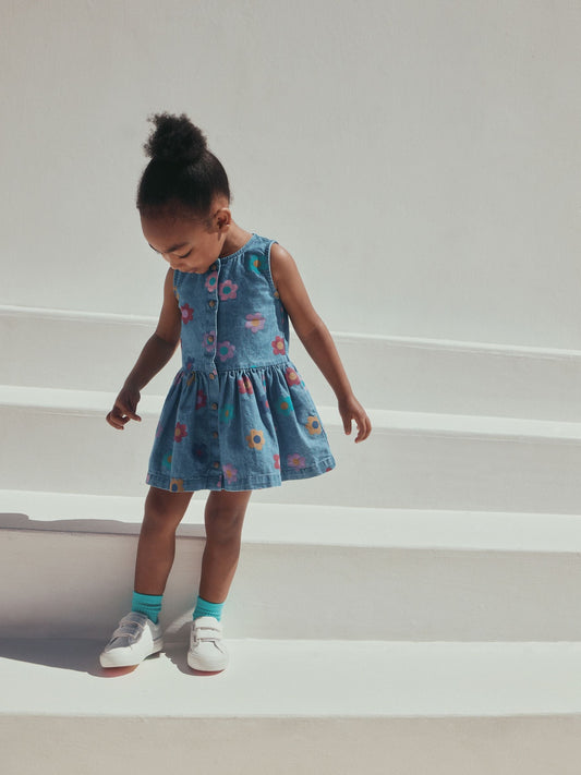 Dsiney Kidz - Flower Print Sleeveless Denim Dress (3mths-8yrs) image 2