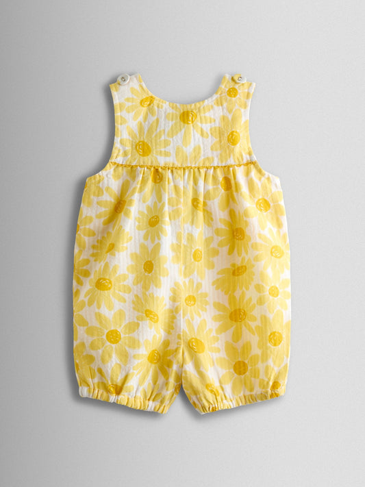JoJo Maman Bébé Yellow Printed Seersucker Dungaree image 2