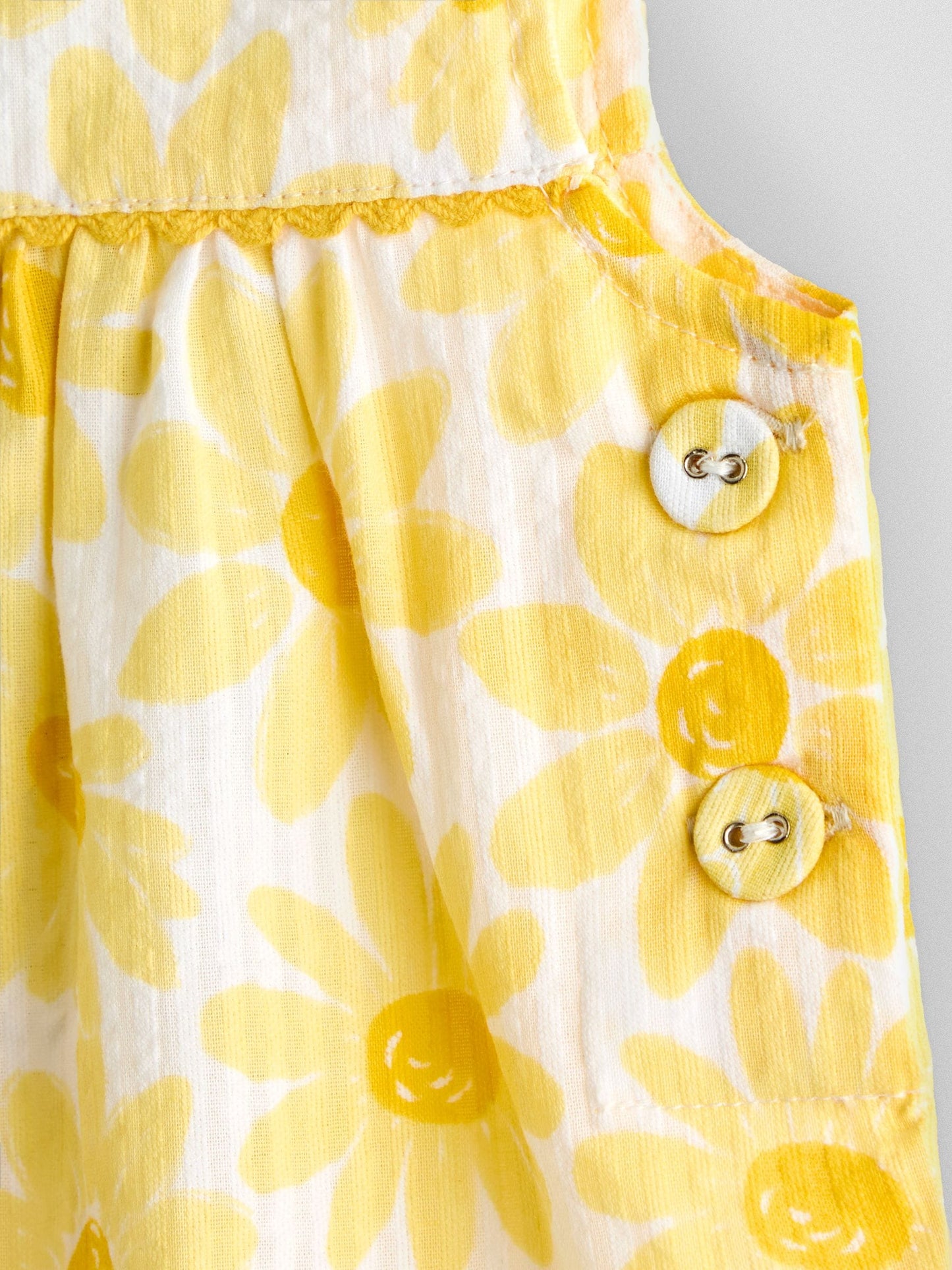 JoJo Maman Bébé Yellow Printed Seersucker Dungaree image 3
