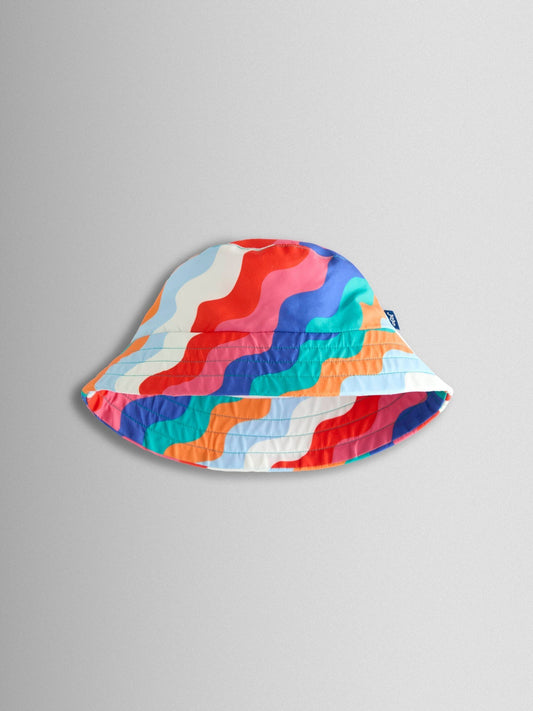 JoJo Maman Bébé Multi-Coloured Wavy Stripe Swim Bucket Hat image 2