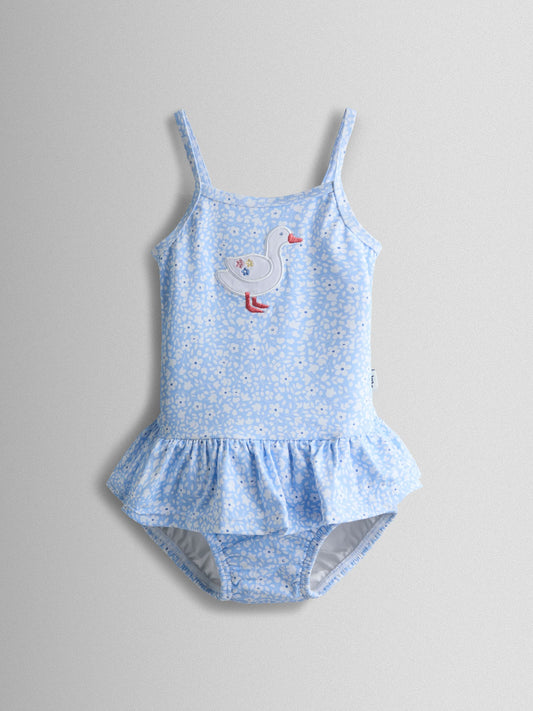 Dsiney Kidz - JoJo Maman Bébé Blue Ditsy Duck Appliqué Swimsuit With Integral Nappy image 2