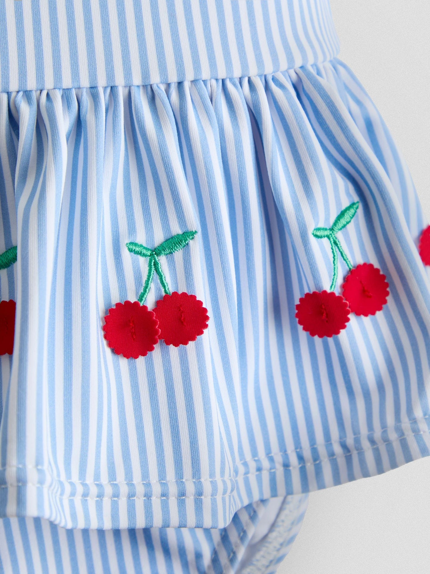 JoJo Maman Bébé Blue Stripe Cherry Frill Swimsuit image 4
