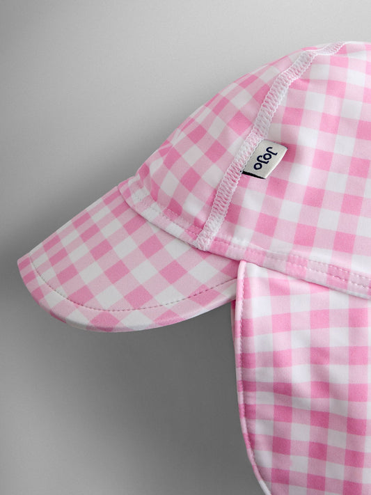 JoJo Maman Bébé Pink Gingham UV Sun Protection Swim Hat image 2