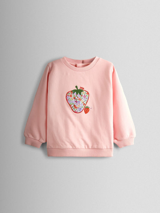 JoJo Maman Bébé Floral Pink Strawberry Appliqué Sweatshirt & Legging Set image 2