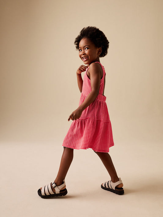 Red Stripe Strappy Crinkle Summer Dress (3-16yrs) image 2