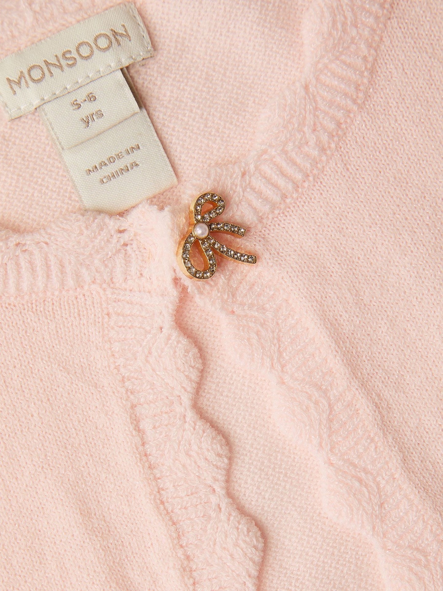 Monsoon Pale Pink Maeve Bow Button Cardigan image 4