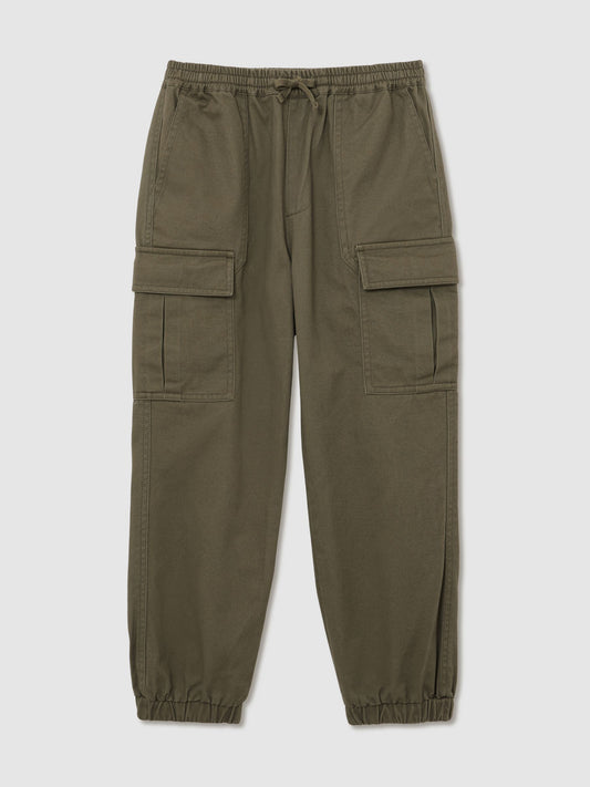 Reiss Khaki Helix 9-13 yrs Cotton Cuffed Cargo Trousers image 2