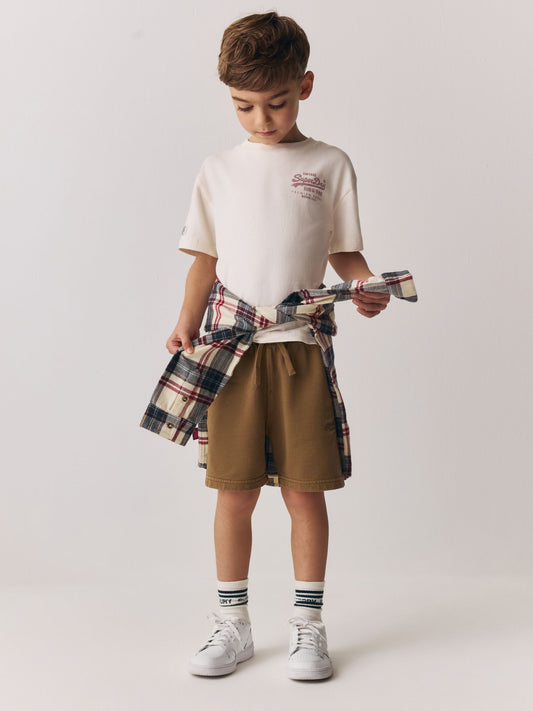 Superdry Brown/White T-Shirt and Shorts Set image 2