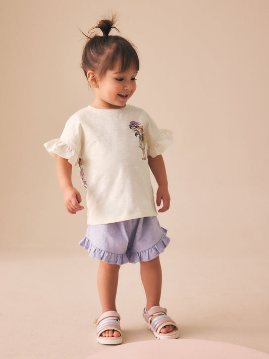 Dsiney Kidz - Ecru White Flower Fairies Shorts Set (3mths-7yrs) image 2