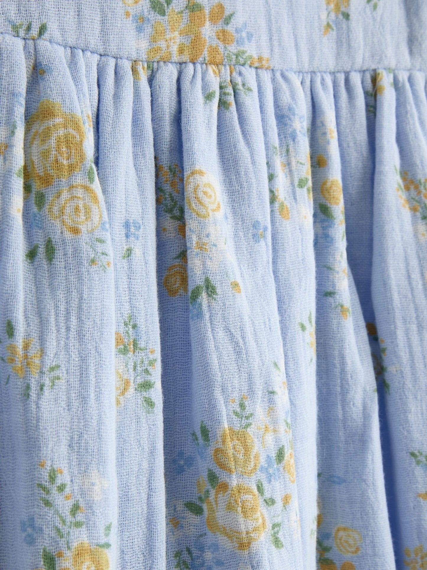 JoJo Maman Bébé Blue Floral Puff Sleeve Floral Cheesecloth Romper image 4