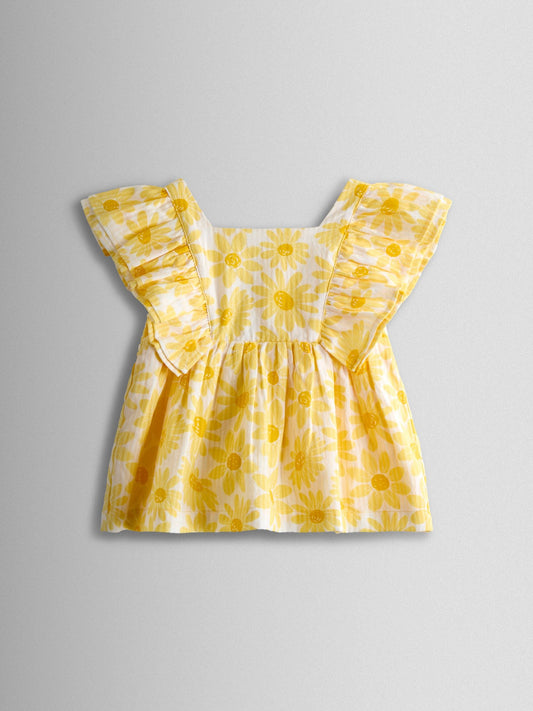 Dsiney Kidz - JoJo Maman Bébé Yellow Daisy Square Neck Top & Short Set image 2