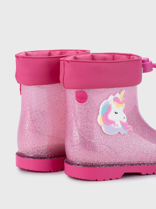 Igor Pink Glitter Unicorn Ankle Wellies image 2