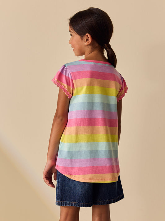 Dsiney Kidz - Rainbow Stripe Daisy Pocket T-Shirt (12mths-12yrs) image 2