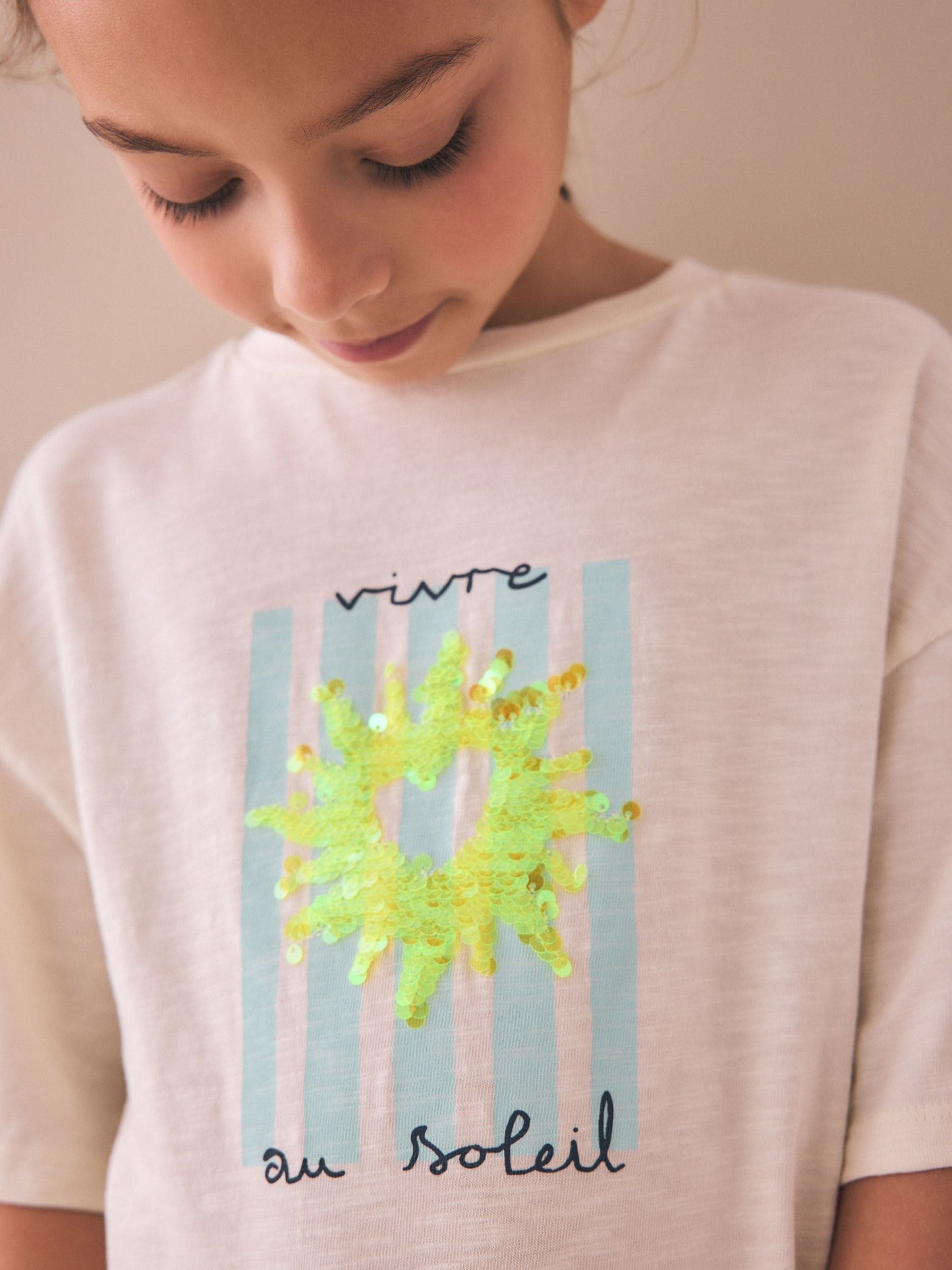 Dsiney Kidz - Ecru Sun Sequin Graphic T-Shirt (3-16yrs) image 4