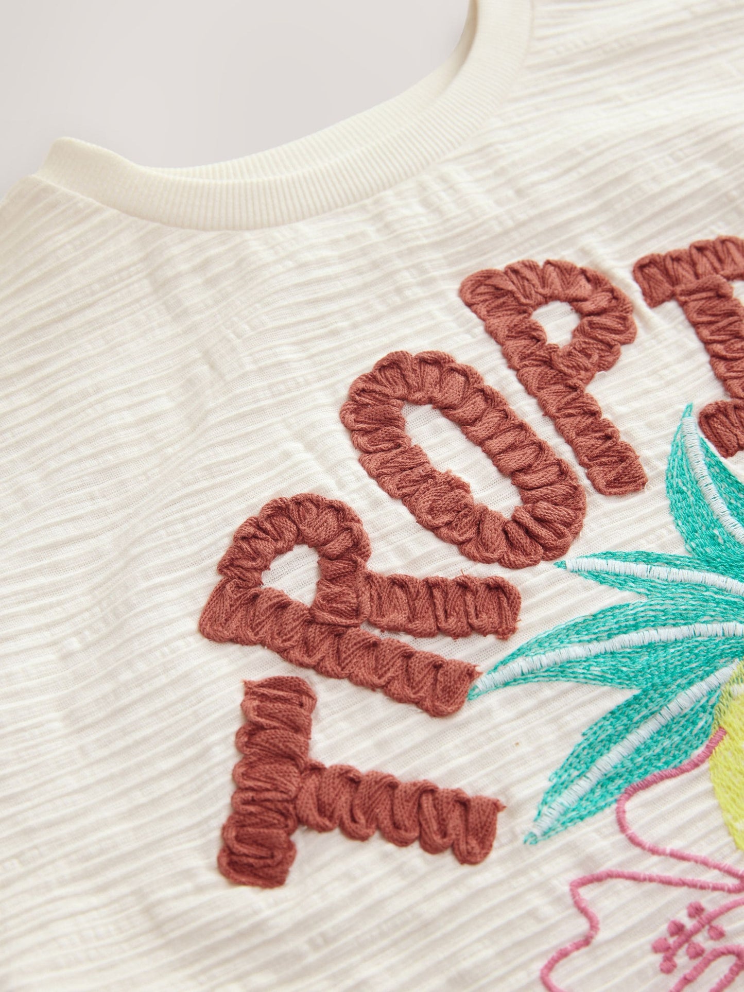 Dsiney Kidz - Ecru Tropics Embroidered Textured T-Shirt (3-16yrs) image 8
