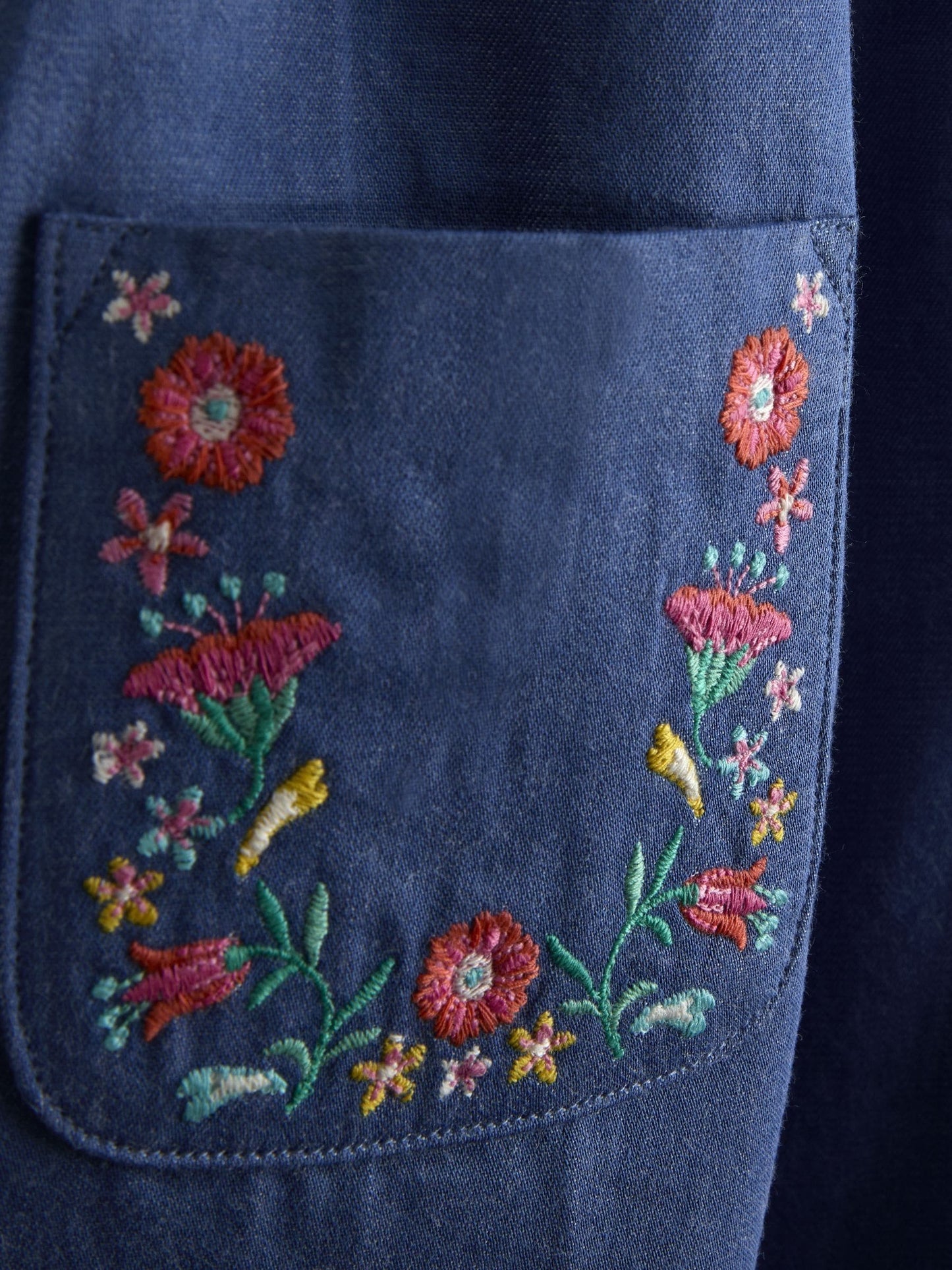 JoJo Maman Bébé Blue Collared Sleeveless Button Through Dress image 3