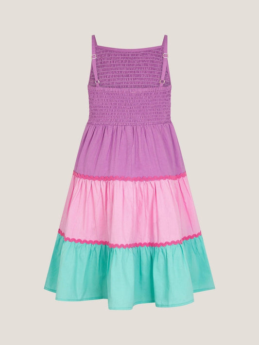 Monsoon Pink Sleeveless Smocked Colourblock Dress image 2