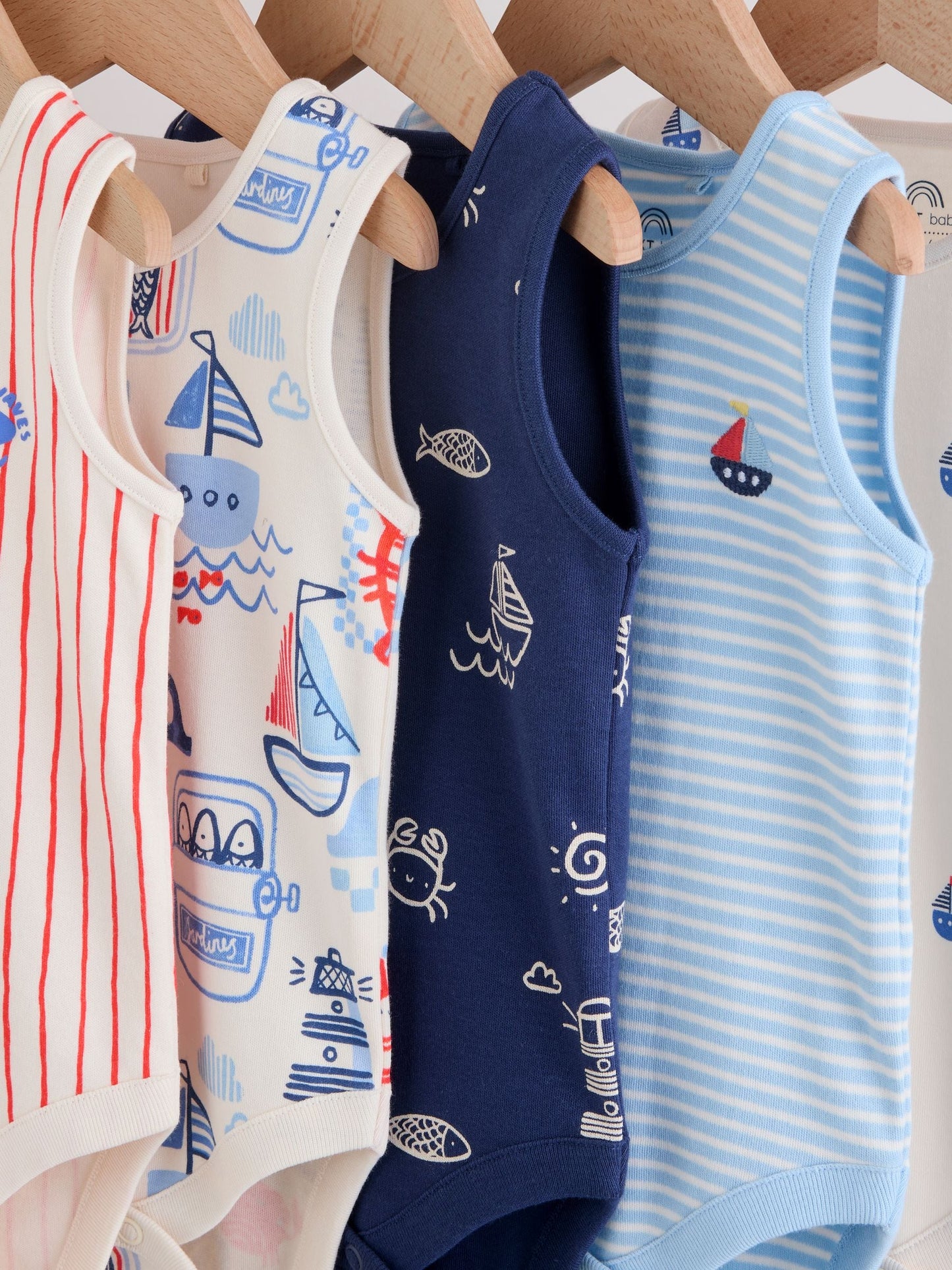 Navy/Red Stripe Baby Bodysuits 5 Pack image 9