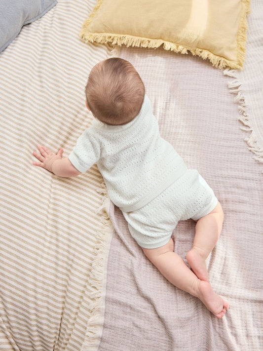White Collared Knit Top and Shorts Baby Set (0mths-2yrs) image 2