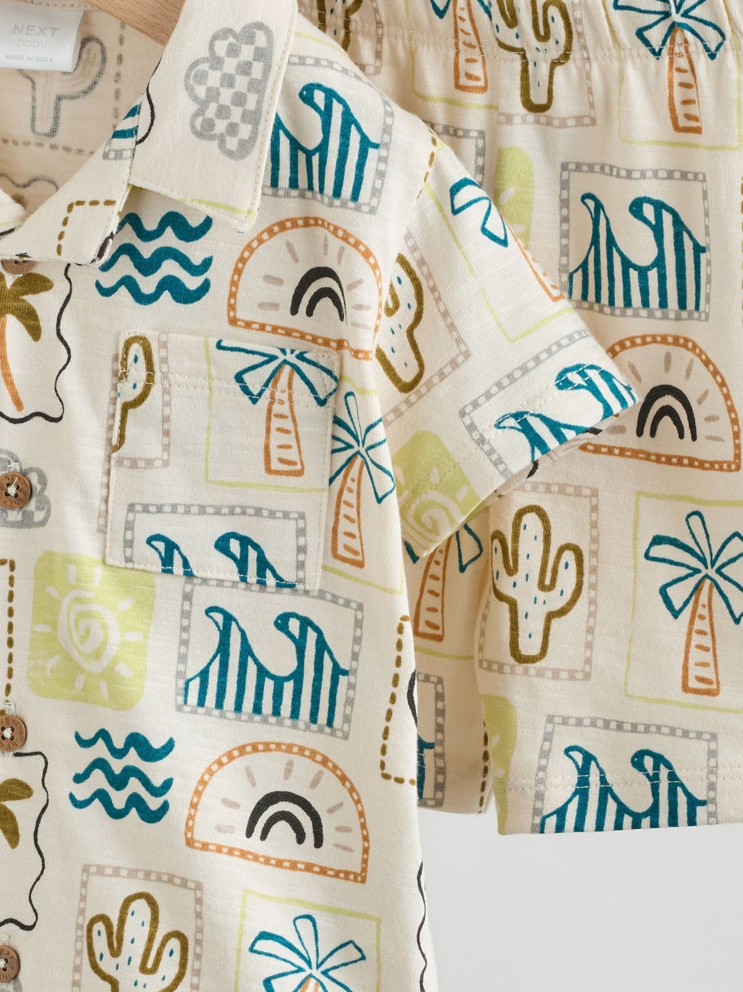 Neutral Palm Print Shirt and Shorts Baby Set (0mths-2yrs) image 7