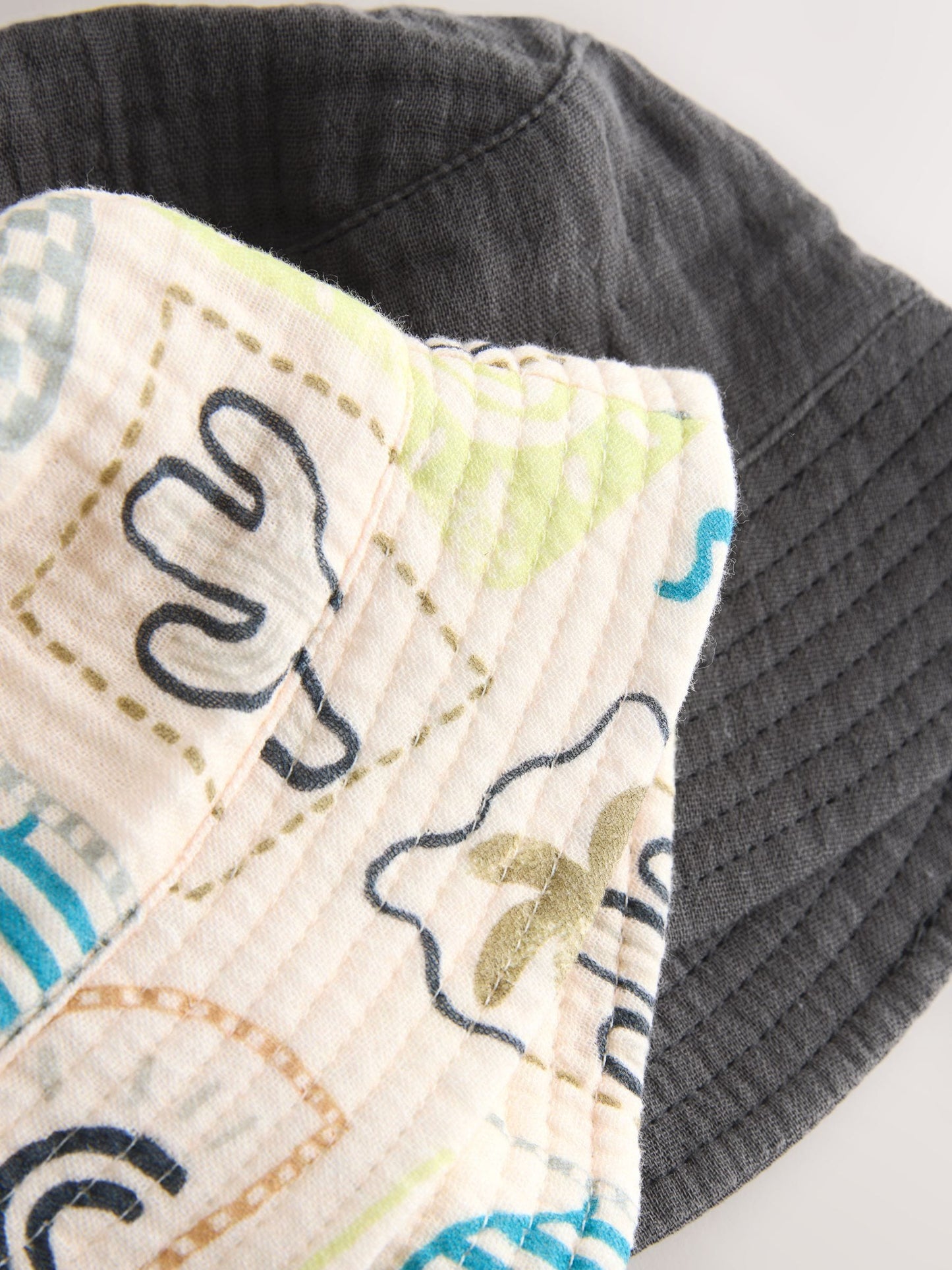 Grey Stampy Printed Woven Baby Bucket Hats 2 Pack image 5