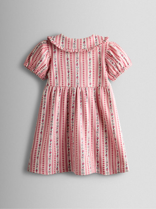 Dsiney Kidz - JoJo Maman Bébé Pink Floral Frill Collar Heart Pockets Dress image 2