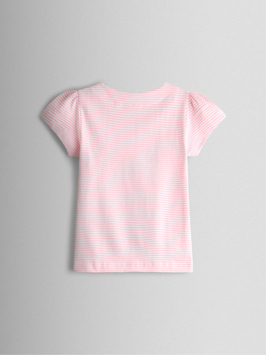 Dsiney Kidz - JoJo Maman Bébé Pink Strawberry Picnic Basket Appliqué Button Shoulder T-shirt image 2