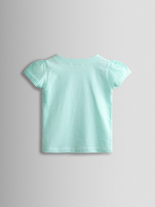 Dsiney Kidz - JoJo Maman Bébé Green Safari Zebra Appliqué Button Shoulder T-Shirt image 2