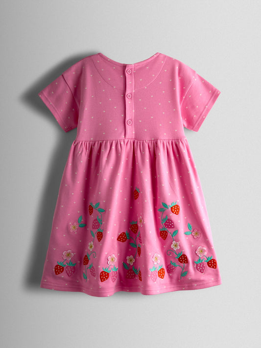 Dsiney Kidz - JoJo Maman Bébé Pink Strawberry Appliqué Bow Dress image 2