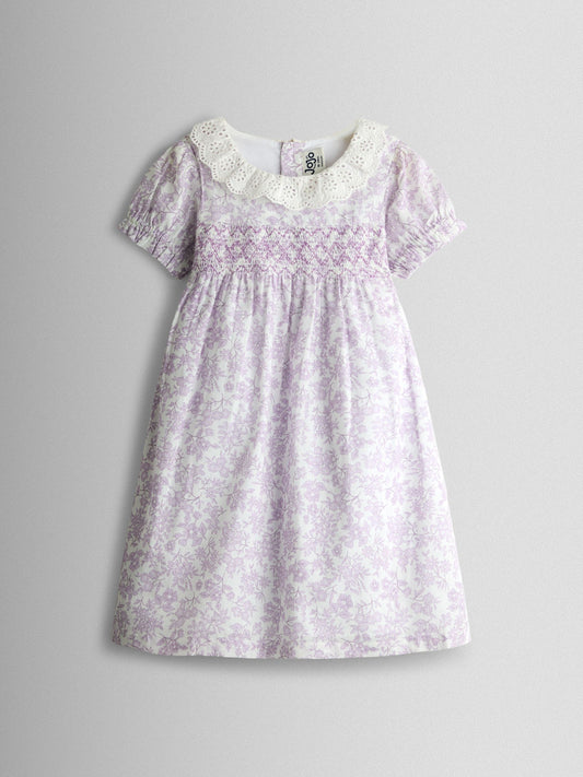 Dsiney Kidz - JoJo Maman Bébé Lilac Purple Garden Floral Smocked Woven Dress image 2