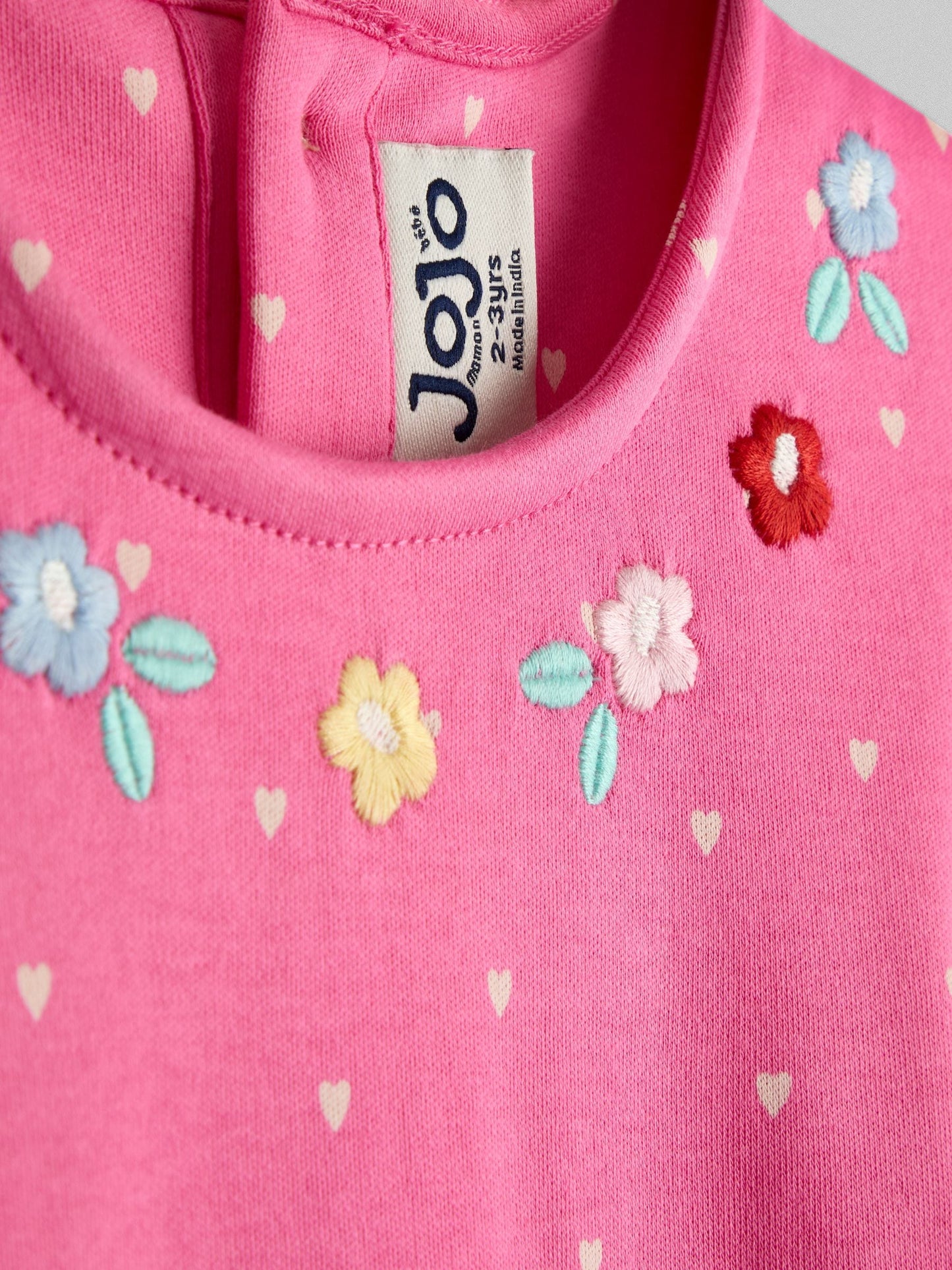 JoJo Maman Bébé Fuchsia Pink Ice Cream Appliqué Flutter Sleeve Dress image 3