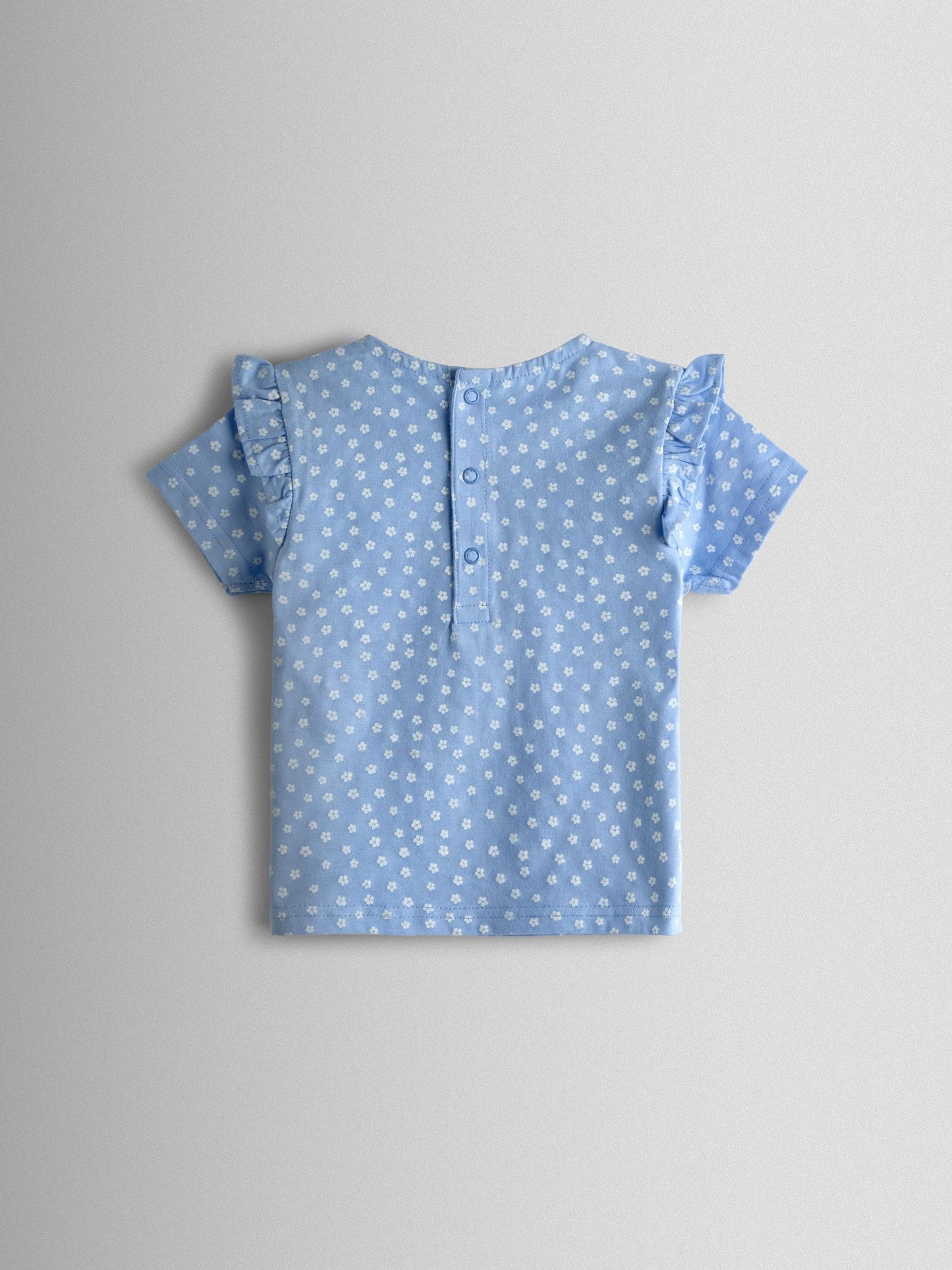 JoJo Maman Bébé Blue Unicorn Applique Frill Sleeve T-Shirt image 3