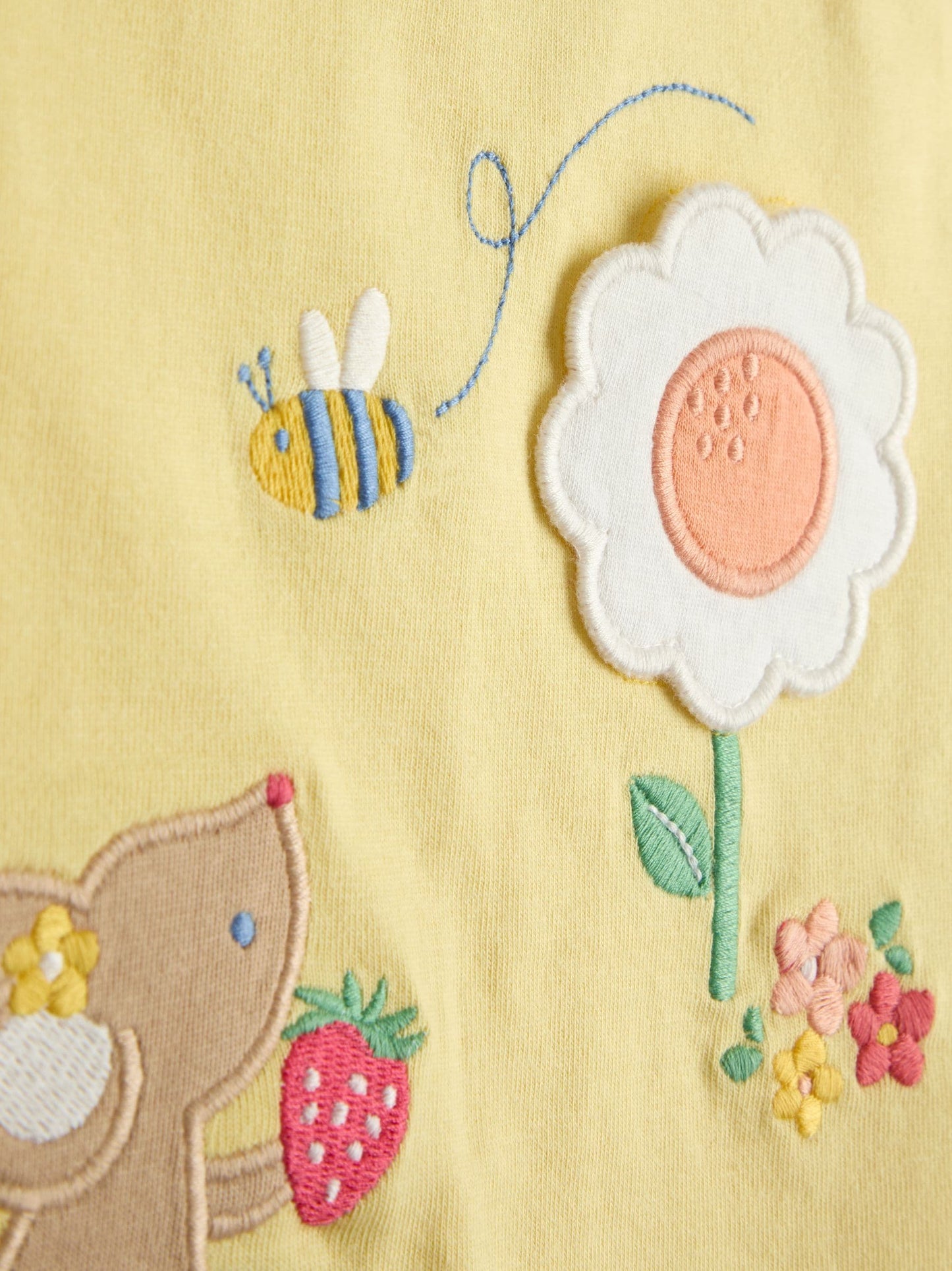 JoJo Maman Bébé Yellow Mouse Garden Appliqué Scalloped T-shirt image 3
