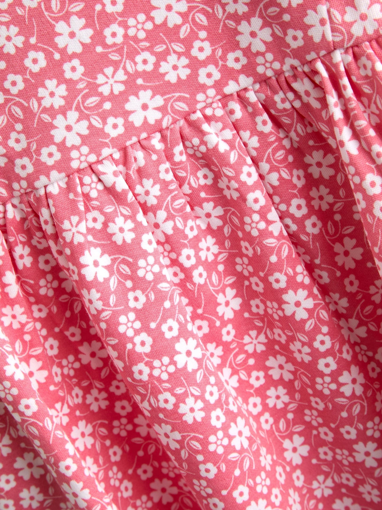 JoJo Maman Bébé Coral Pink Ditsy Floral Ruffle Sleeve Dress image 4