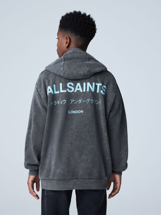 smALLSAINTS Washed Grey Oversized Underground Pullover Hoodie - image 2