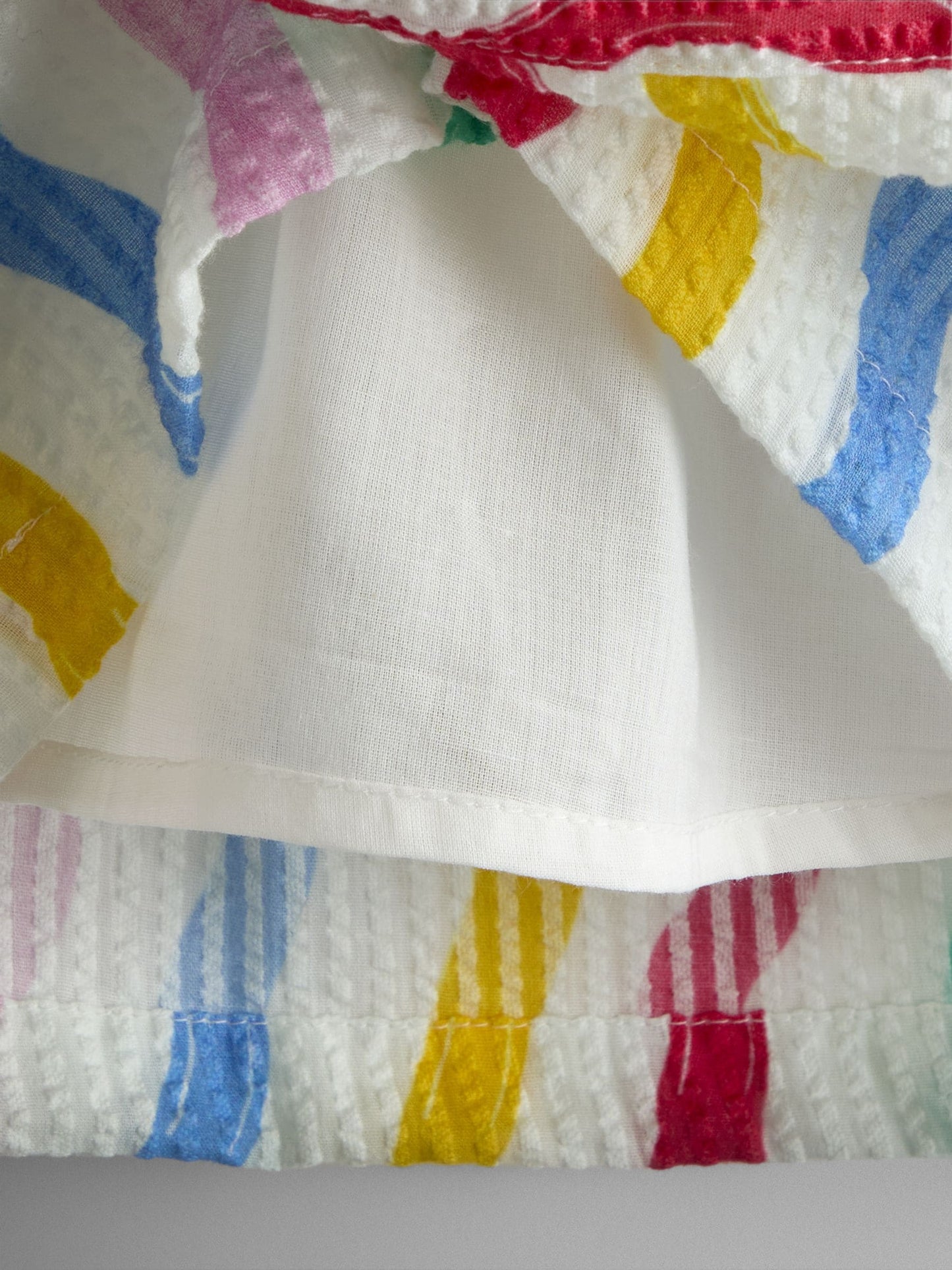 JoJo Maman Bébé White Rainbow Waves Button Through Sleeveless Dress image 4