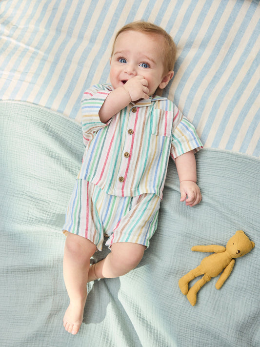Bright Stripe Woven Baby Shirt Romper (0mths-2yrs) image 2
