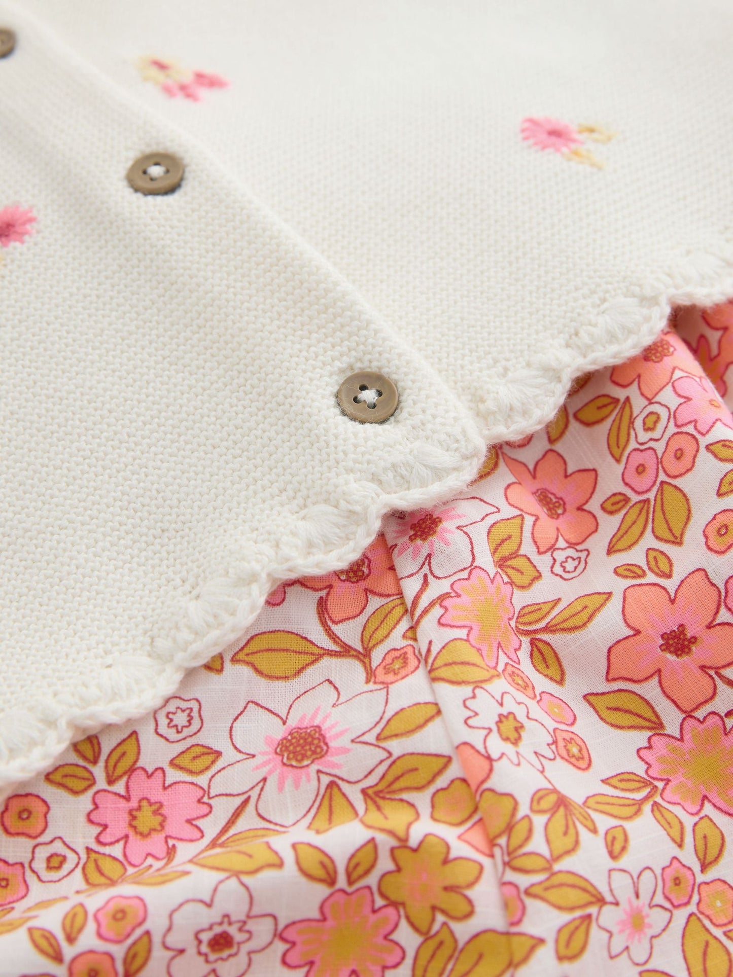Fluro Pink Floral Knitted Waistcoat And Shorts Set (3mths-7yrs) image 9