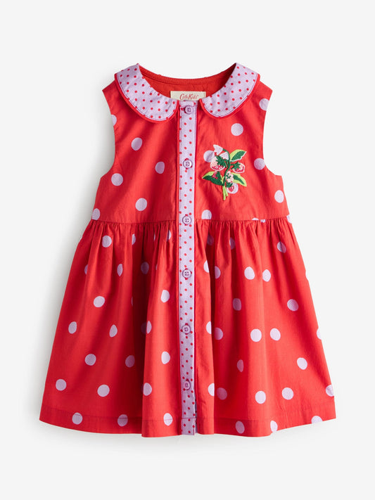 Red Spot Cath Kidston Cotton Collar Dress (3mths-8yrs) image 2