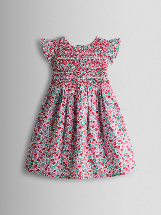 Dsiney Kidz - JoJo Maman Bébé Red Floral Smocked Floral Baby Dress image 2