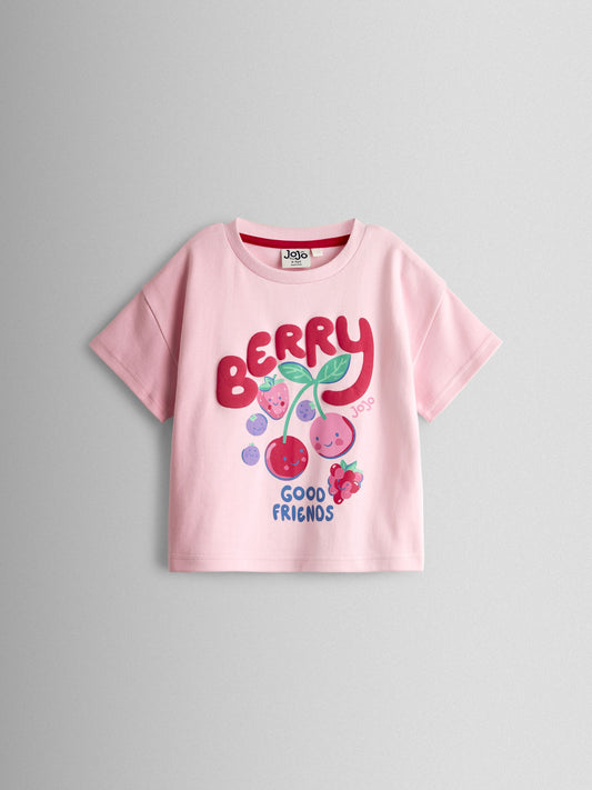 Dsiney Kidz - JoJo Maman Bébé Pink Berry Friends T-Shirt & Gingham Short Set image 2