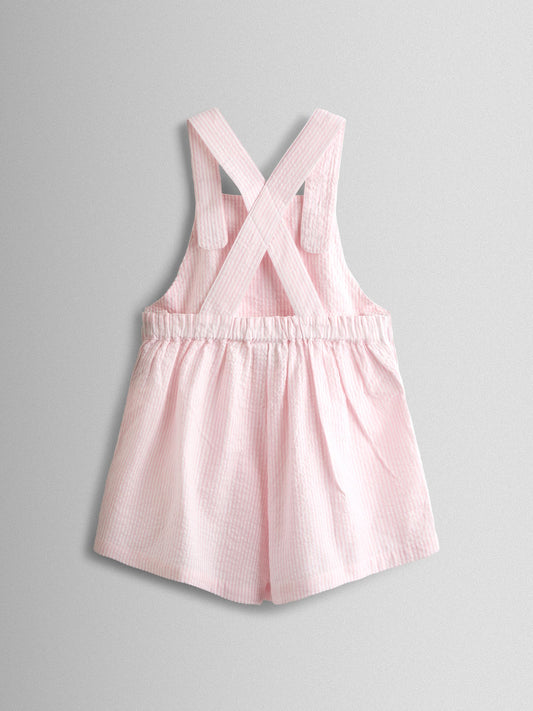 Dsiney Kidz - JoJo Maman Bébé Pink Stripe Seersucker Culotte Dungarees image 2