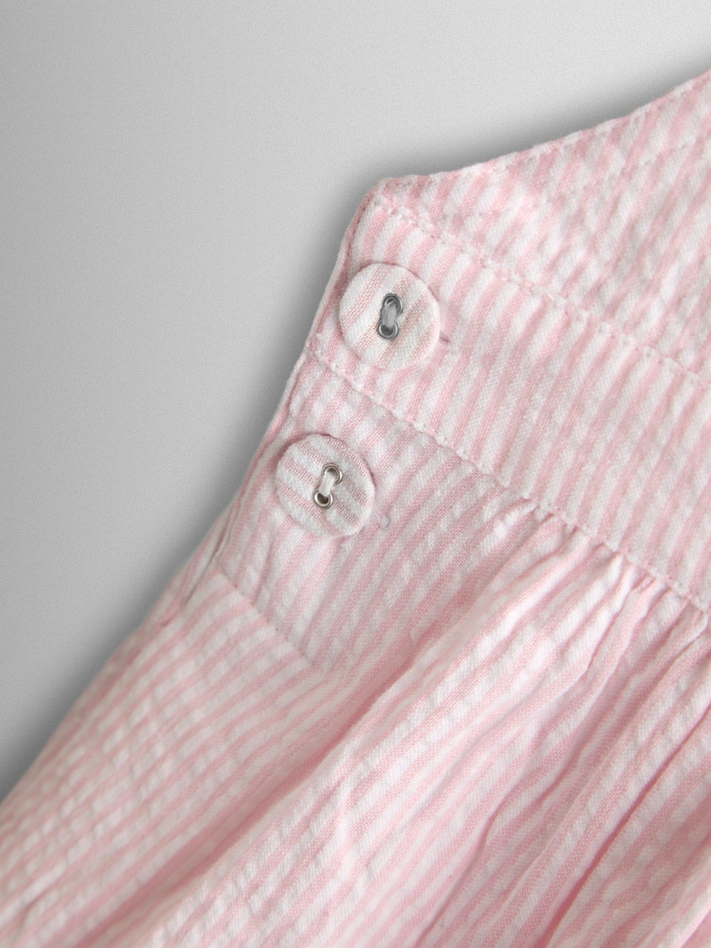 JoJo Maman Bébé Pink Stripe Seersucker Culotte Dungarees image 4