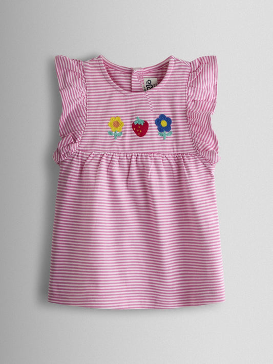 JoJo Maman Bébé Pink Strawberry 2-Pack Frill Sleeve T-shirt image 2