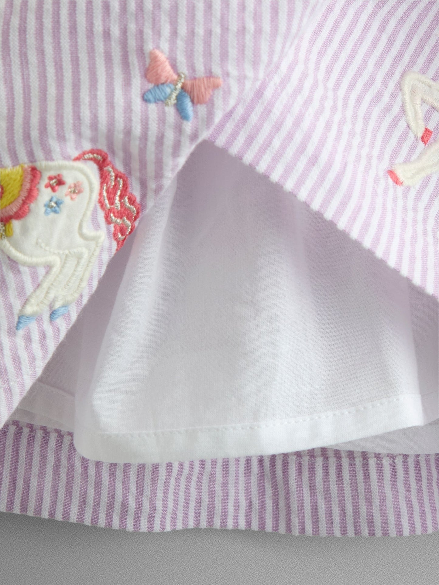 JoJo Maman Bébé Lilac Unicorn Appliqué Frill Sleeve Dress image 4