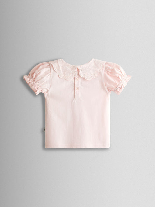 Dsiney Kidz - JoJo Maman Bébé Pink Broderie Collar T-shirt image 2