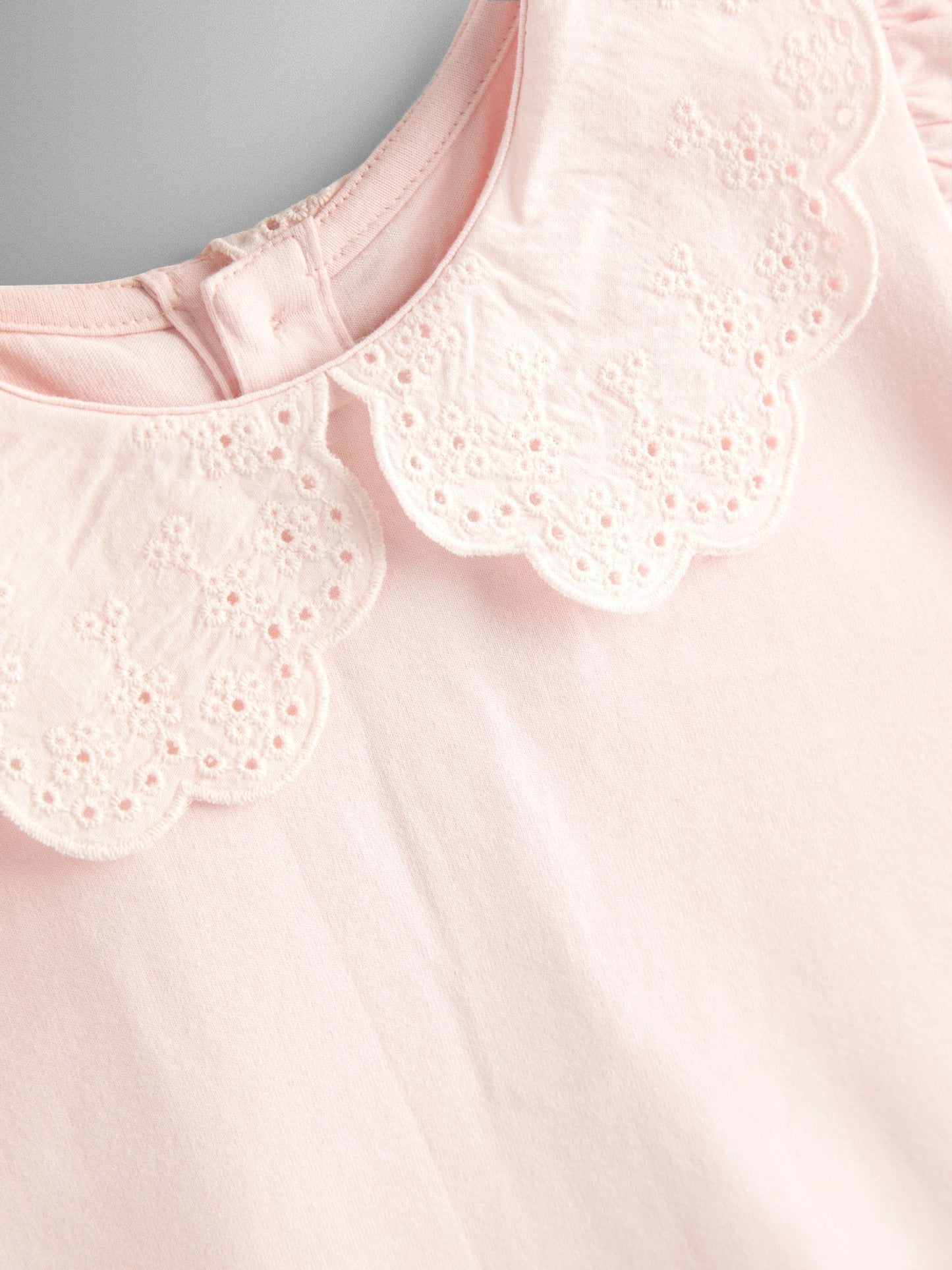 JoJo Maman Bébé Pink Broderie Collar T-shirt image 3